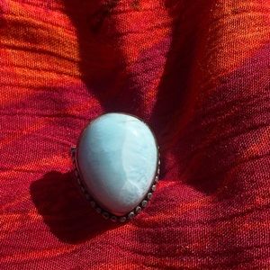 Vintage 950 Sterling Silver Ring with Larimar Stone size 10